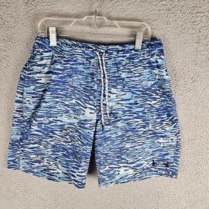LL Bean Sport Swim Shorts Men’s Small Abstract Print Logo 8'' 503781